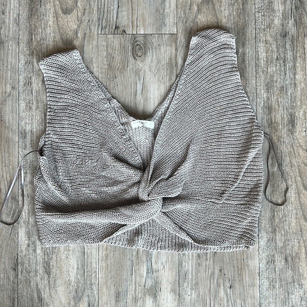 Tan knit crop top